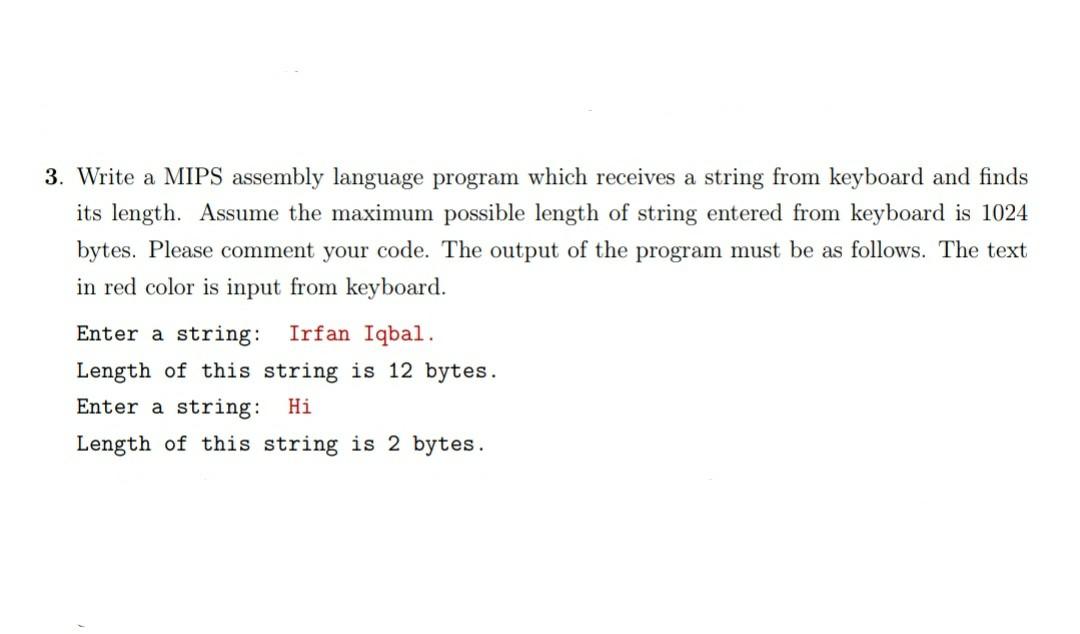 Solved 3. Write a MIPS assembly language program which | Chegg.com