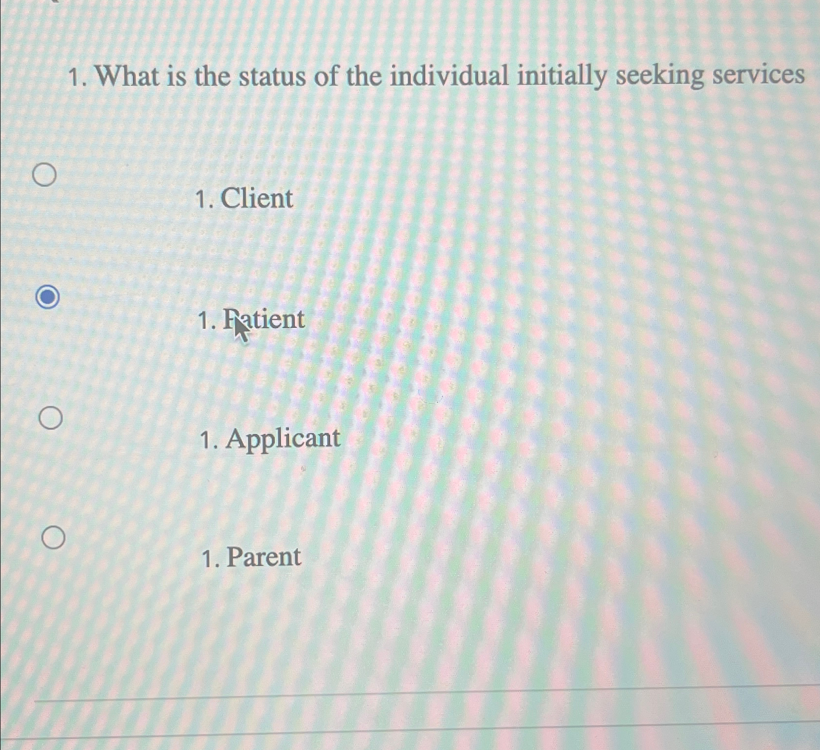 Solved What is the status of the individual initially | Chegg.com