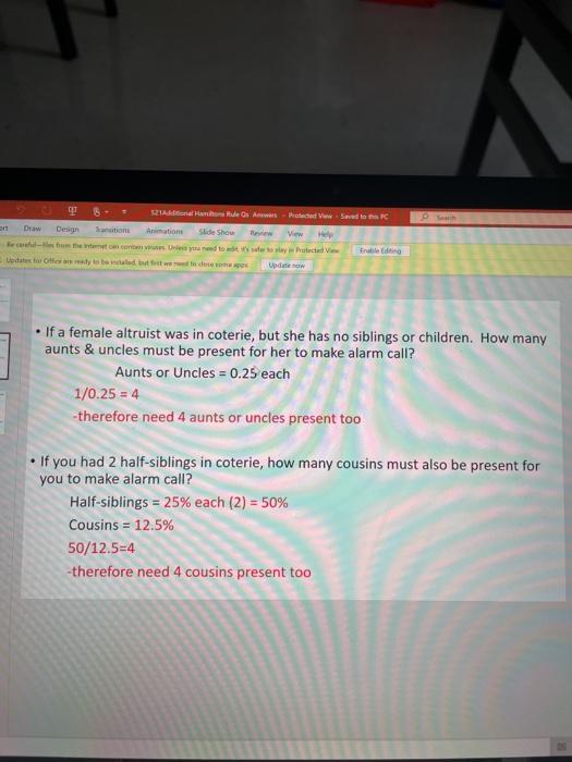 7. Using Hamilton's Rule, draw a family tree and | Chegg.com