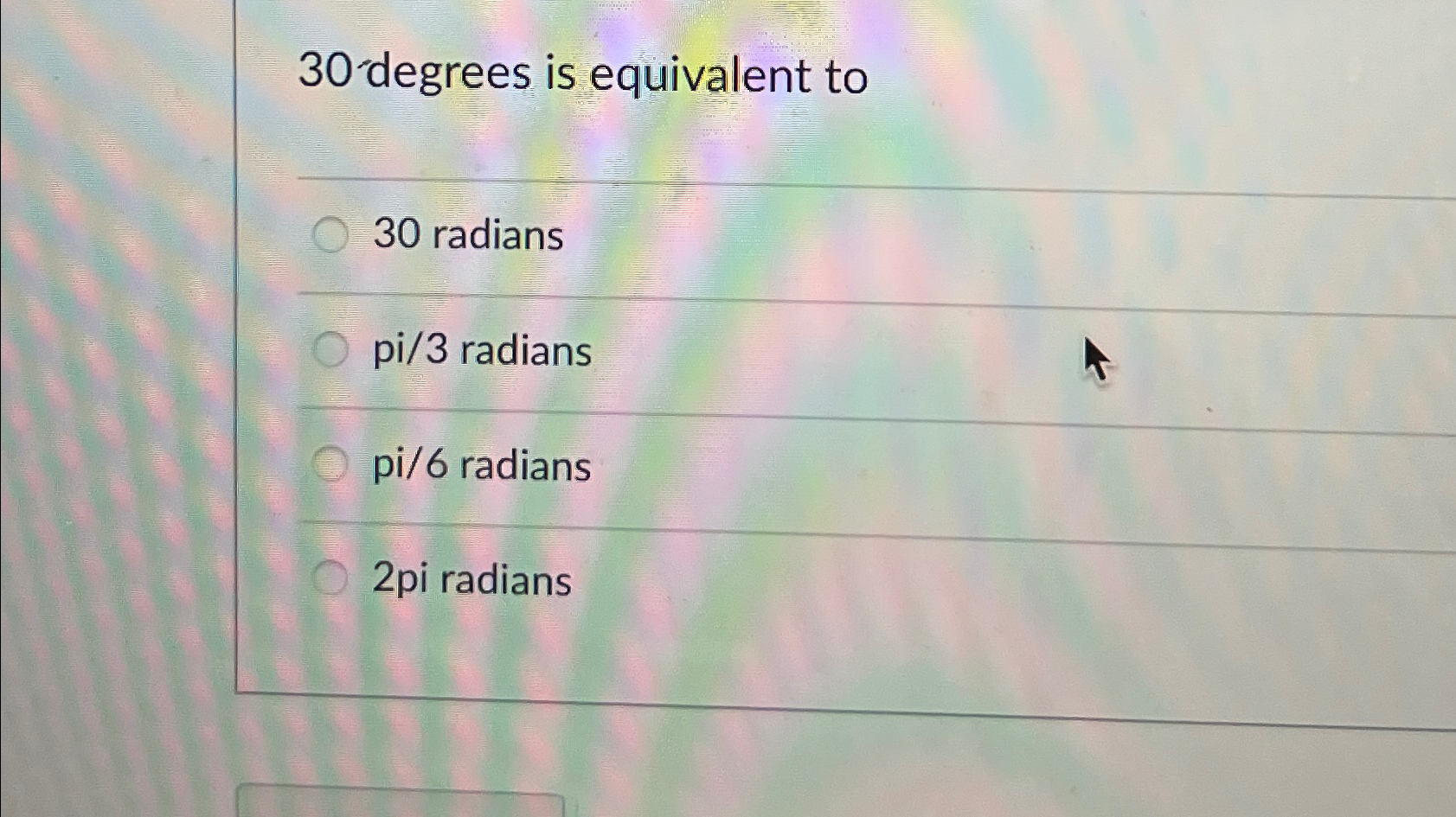 what is 5 pi over 3 radians in degrees 2 points