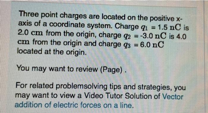 Solved Three point charges are located on the positive X- | Chegg.com