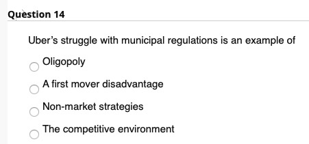 Solved Question 14 Uberu0027s struggle with municipal  Chegg.com