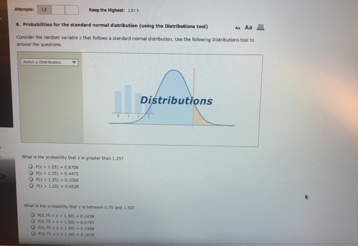 Solved Aa Aa E 5. Properties of the normal curve The | Chegg.com
