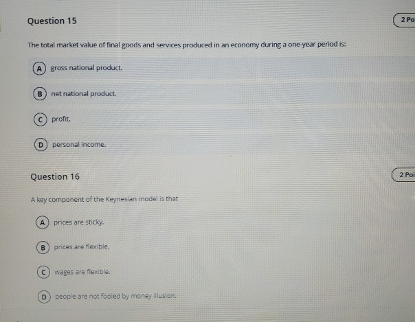 Solved Question 15 The total market value of final goods and | Chegg.com