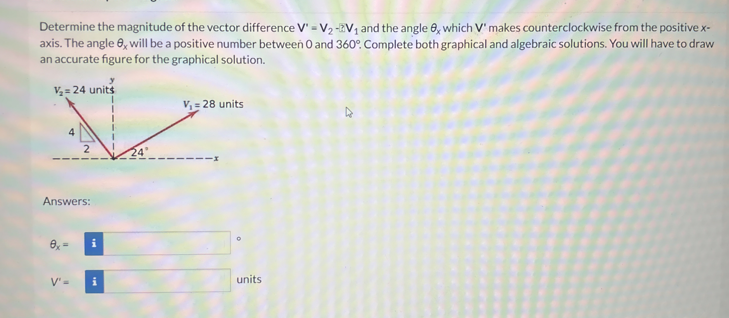 Solved Determine the magnitude of the vector difference | Chegg.com