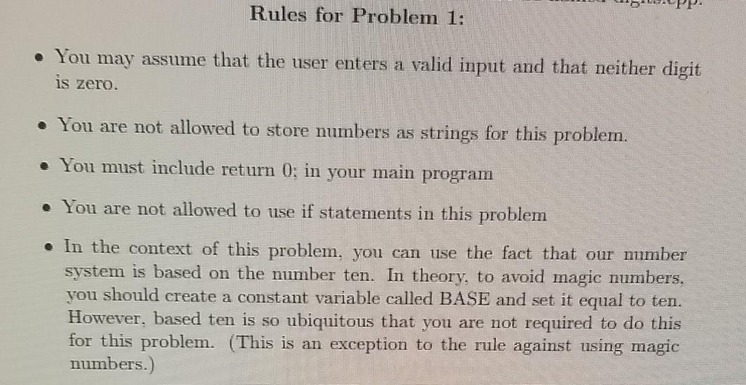 Solved Problem 1: Write a program that 1. Asks the user for | Chegg.com