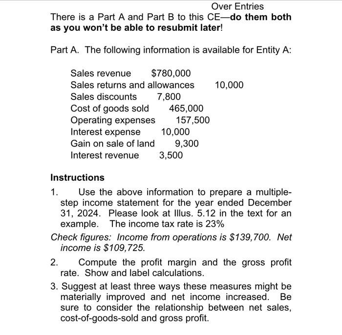 Solved Im Confused On How To Answer Part A: Entity A, And | Chegg.com