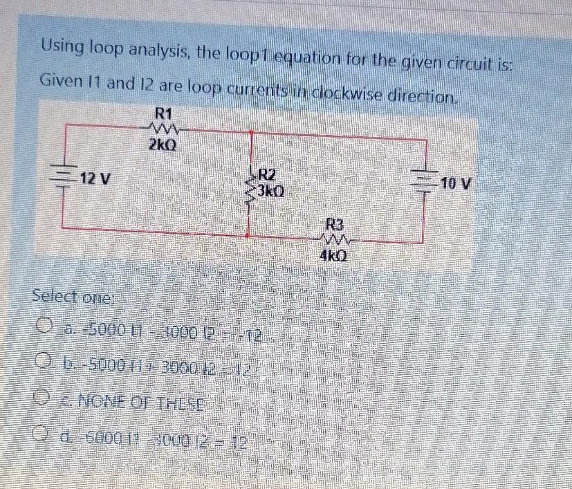 Solved Using loop analysis, the loopt equation for the given | Chegg.com