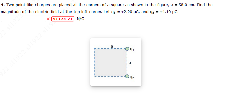 Solved Two point-like charges are placed at the corners of a | Chegg.com