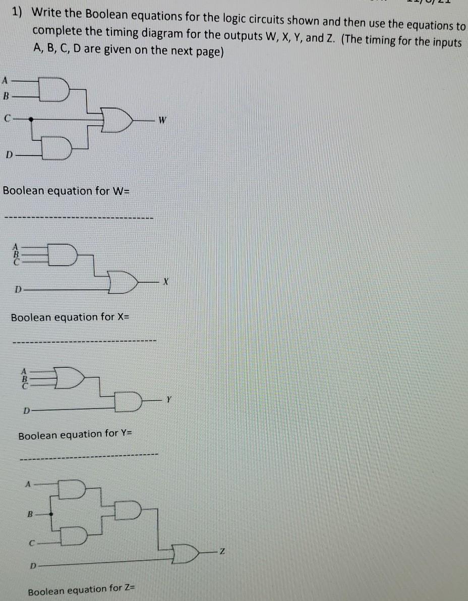 Solved 1) Write the Boolean equations for the logic circuits | Chegg.com