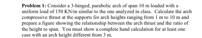 Solved Problem 1: Consider A 3-hinged, Parabolic Arch Of | Chegg.com