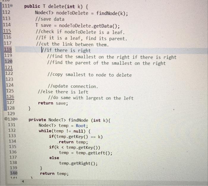 Solved Question Is Complete The Delete Method That Is Shown | Chegg.com