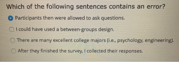 Which Of The Following Sentences Contains An Error? | Chegg.com