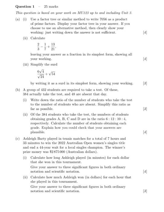 Solved Question 1 - 25 marks This question is bascd on your | Chegg.com