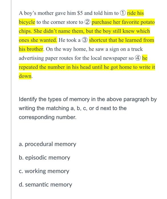 Solved Give an example of and illustrate a memory aid