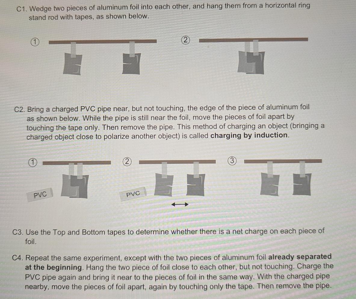Solved C1. ﻿Wedge two pieces of aluminum foil into each