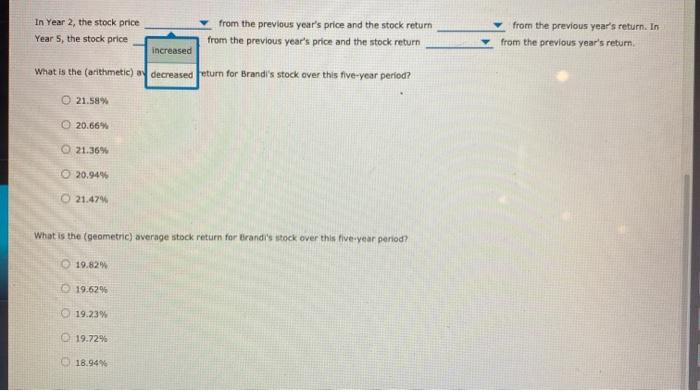 Solved 2. Percentage changes Brand Inc.'s stock price at the | Chegg.com