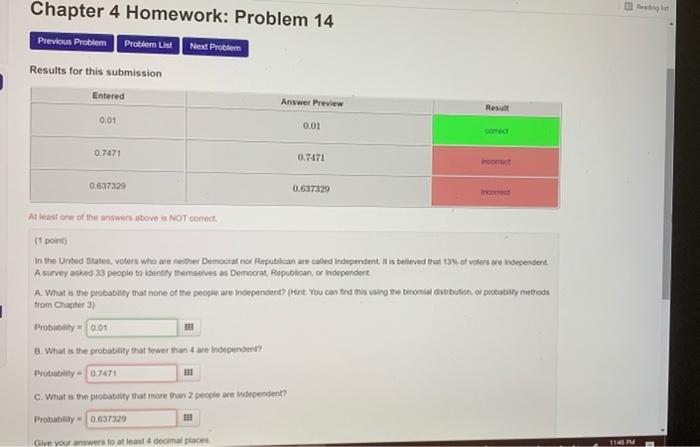 Solved 1 Problem List Chapter 4 Homework: Problem 6 Previous | Chegg.com
