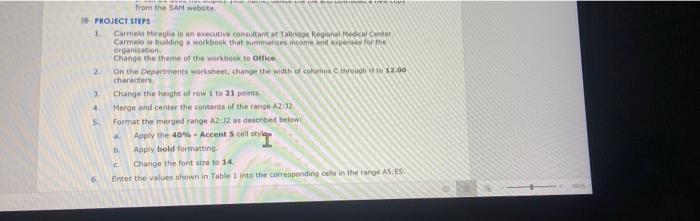 Solved PROJECT STEPS 1 3 S 6 from the SAM website. Free M Chegg