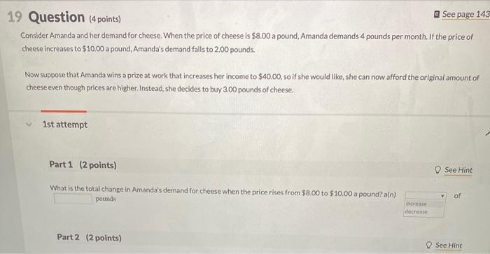 Solved 19 Question (4 points) See page 143 Consider Amanda | Chegg.com