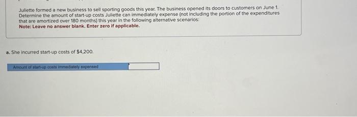 Solved Juliette formed a new business to sell sporting goods | Chegg.com