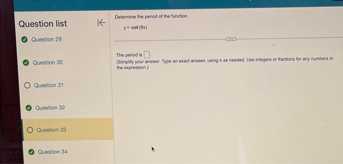 Solved Question list Question 29 Question 30 Question 31 | Chegg.com