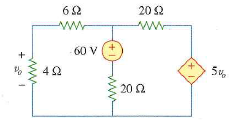 Using nodal analysis, find vo in the circuit of Fig. 3.57. Figure 3.57