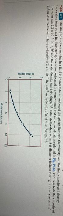 Solved 7.66 WP The drag on a sphere moving in a fluid is | Chegg.com