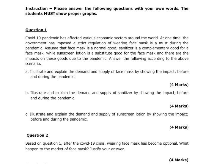 Solved Instruction - Please answer the following questions | Chegg.com