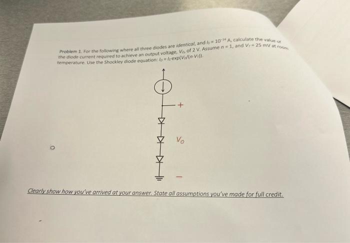 Solved Probiem 1 For the following where all three diodes | Chegg.com