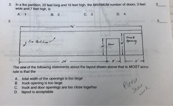 Solved 2 In A Fire Partition 22 Feet Long And 10 Feet H Chegg Com