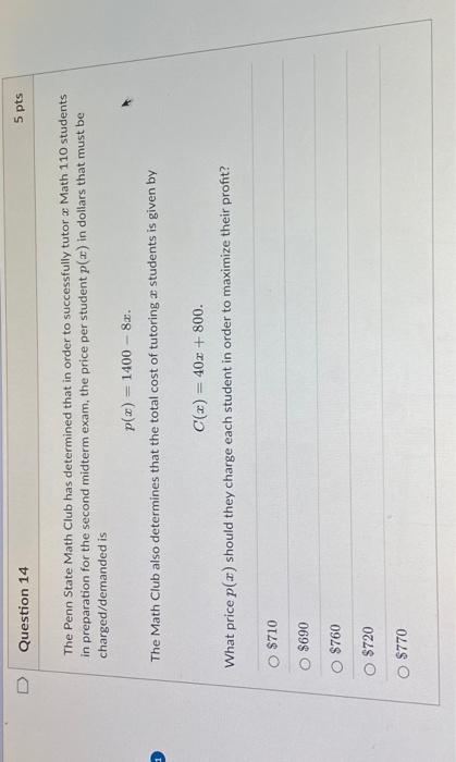Solved Question 14 5 pts The Penn State Math Club has | Chegg.com
