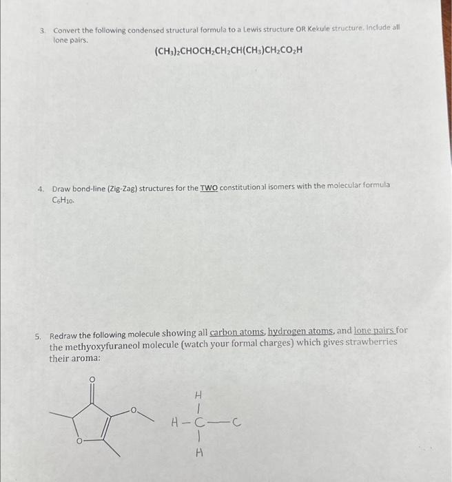 Solved 3. Convert The Following Condensed Structural Formula | Chegg.com