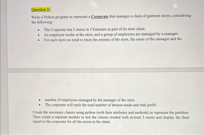 Solved Write a Python program to represent a Corporate that | Chegg.com