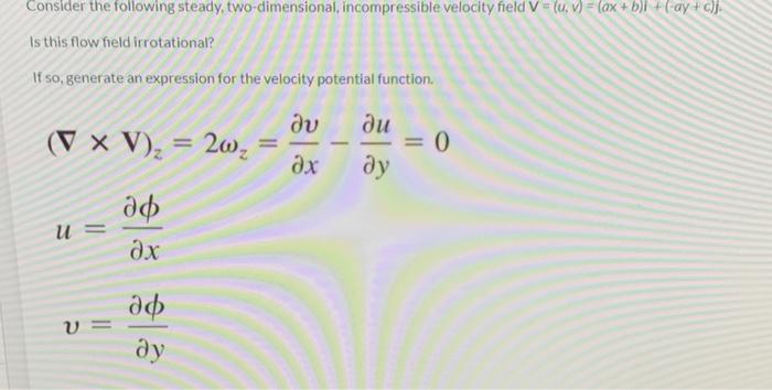 Solved Consider The Following Steady, Two-dimensional, | Chegg.com