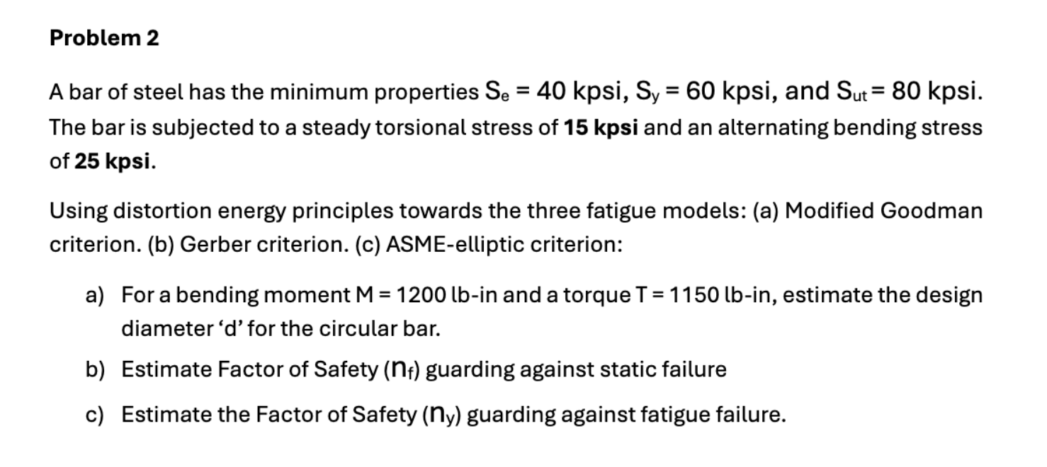 Solved Problem 2A bar of ﻿steel has the minimum properties | Chegg.com