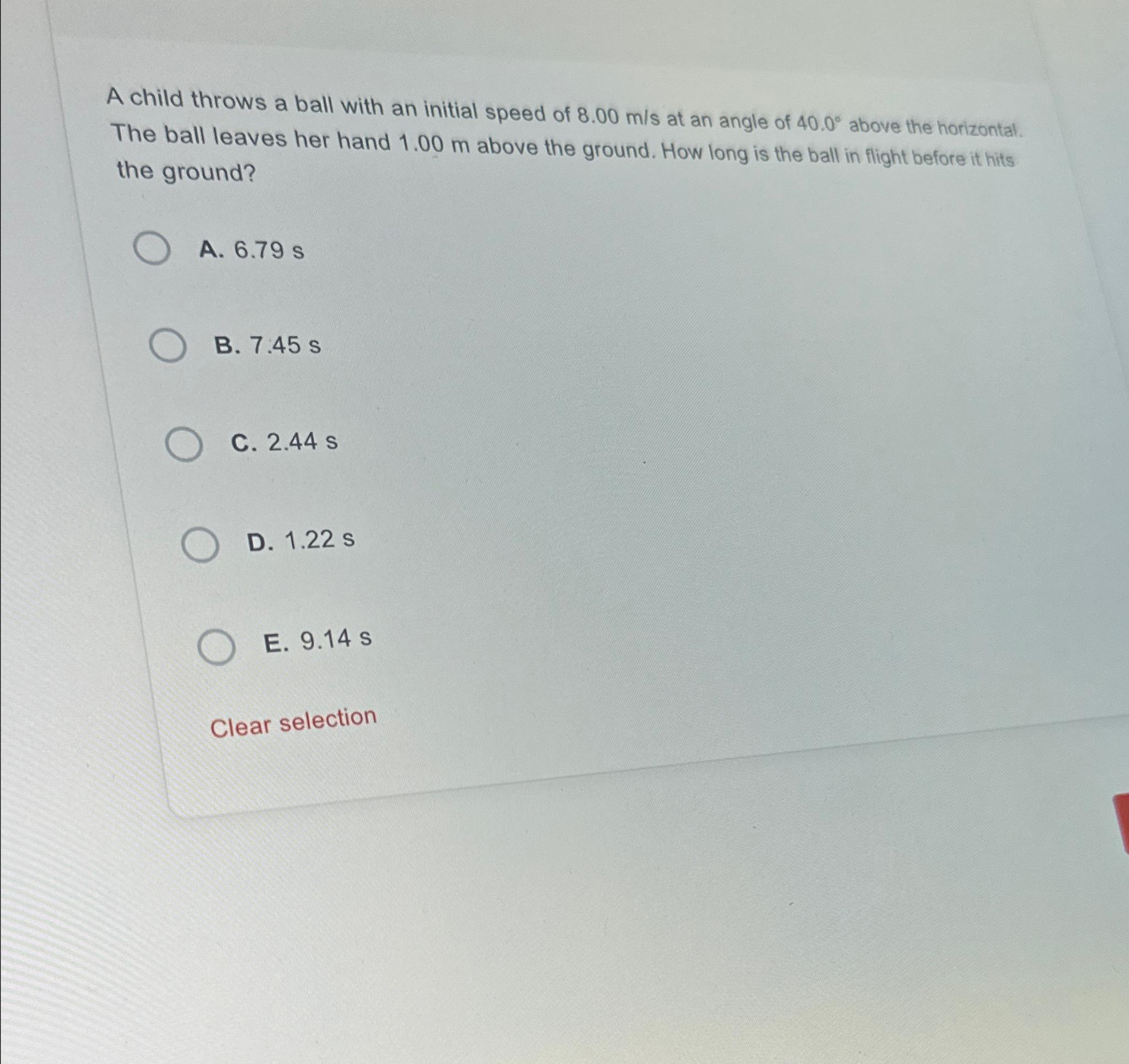 Solved A child throws a ball with an initial speed of