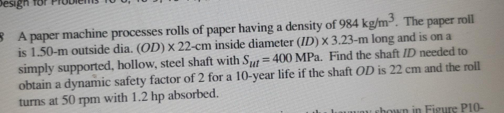 Solved Desigh to A paper machine processes rolls of paper | Chegg.com