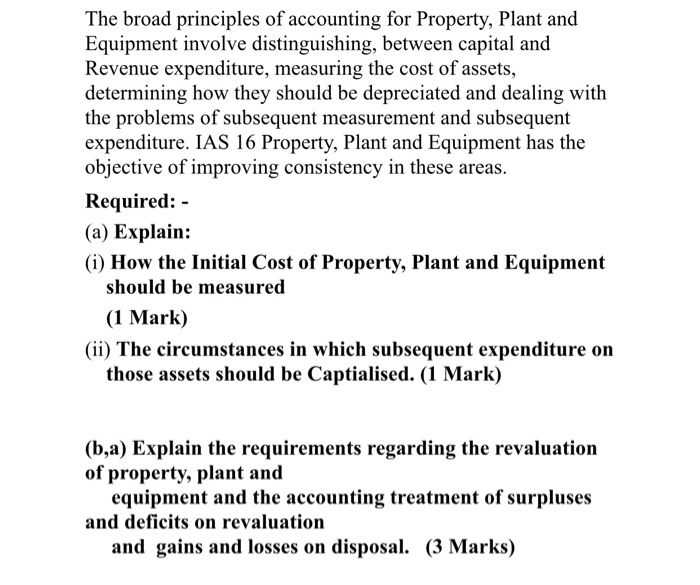 Solved The broad principles of accounting for Property, | Chegg.com
