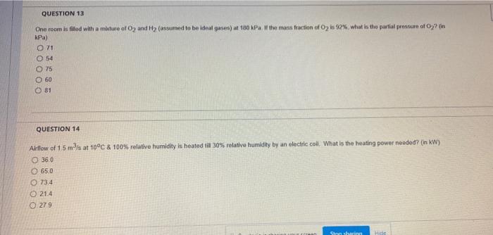 Solved QUESTION 13 One room is filled with a micture of O2 | Chegg.com