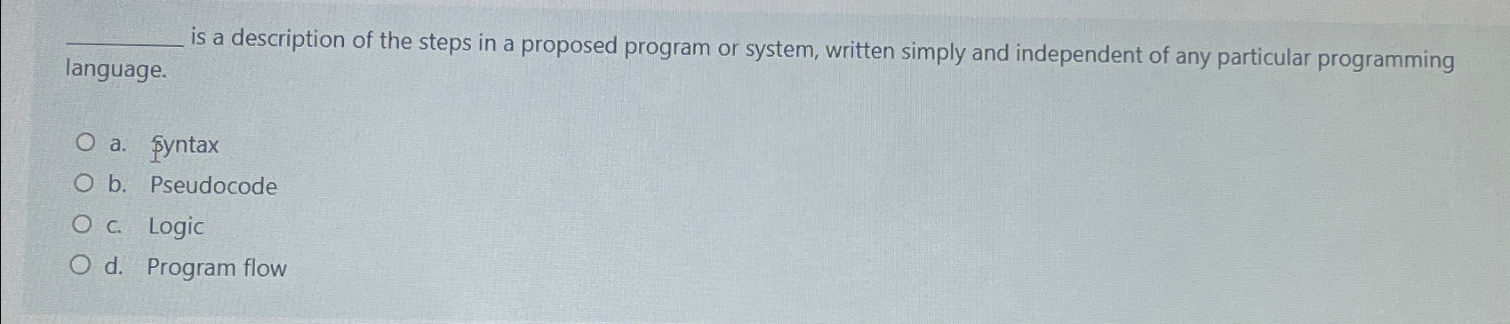 Solved is a description of the steps in a proposed program | Chegg.com