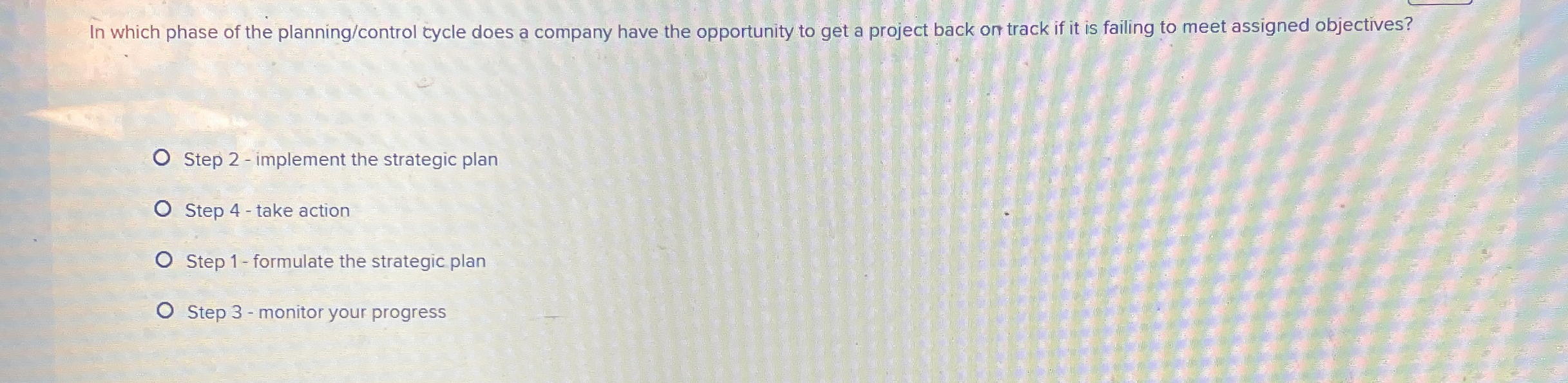 Solved In which phase of the planning/control cycle does a | Chegg.com