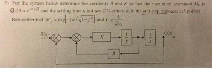 Solved 3) For the system below determine the constants B and | Chegg.com