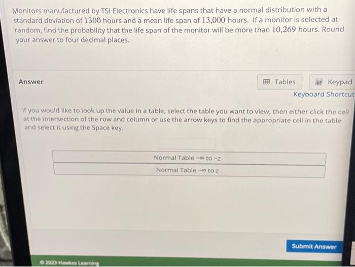 Solved Monitors manufactured by TSI Electronics have life