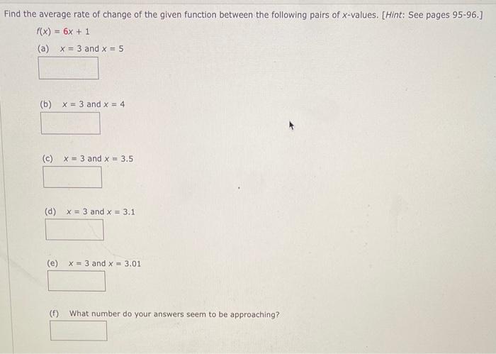 Solved Find the average rate of change of the given function | Chegg.com