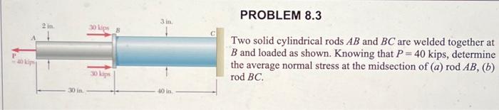 Solved PROBLEM 8.3 Two Solid Cylindrical Rods AB And BC Are | Chegg.com