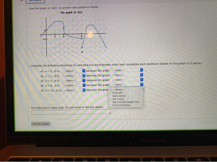Solved Use the graph of G(X) to answer the questions below. | Chegg.com