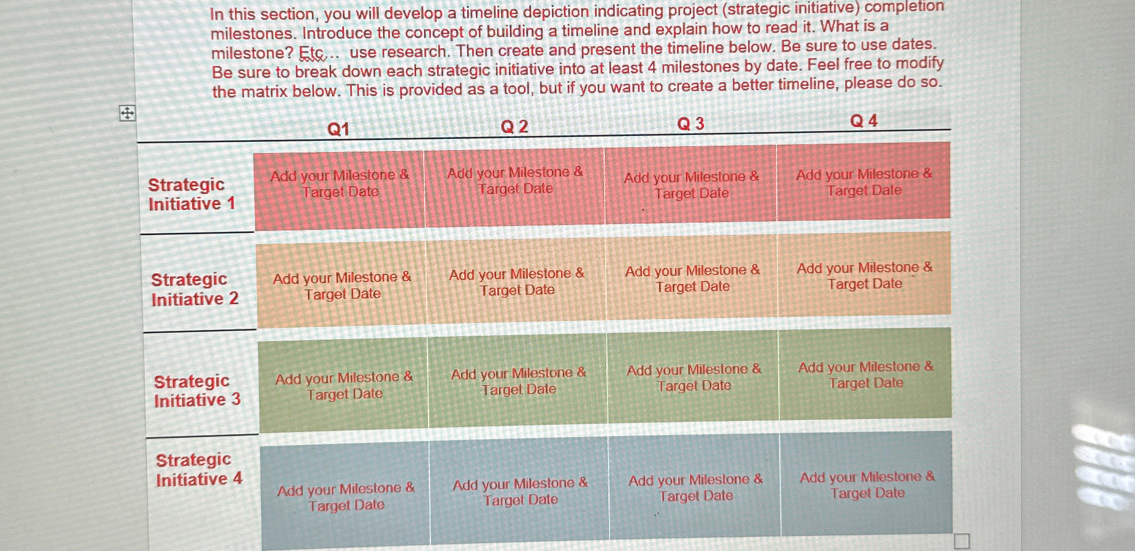 Solved In this section, you will develop a timeline | Chegg.com