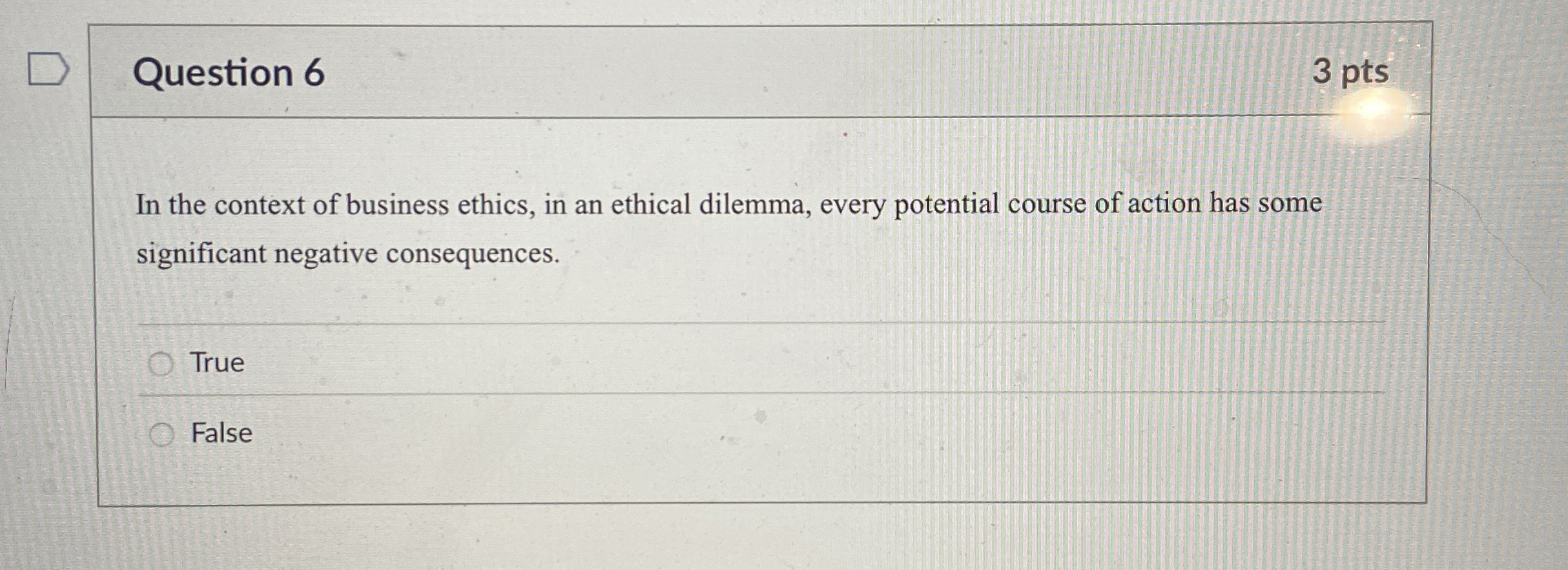 Solved Question 6In the context of business ethics, in an | Chegg.com