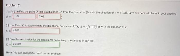 Solved Problem 7. point) (a) Find the point that is a | Chegg.com